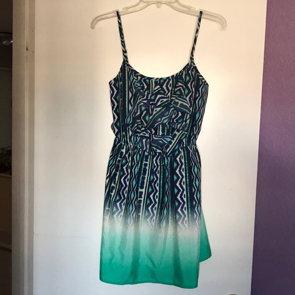 Spaghetti strap blue and green sundress